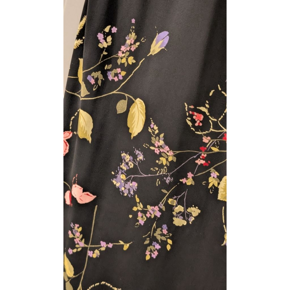 Women's BCBG Black Floral Midi Wrap Dress M - Picture 5 of 6